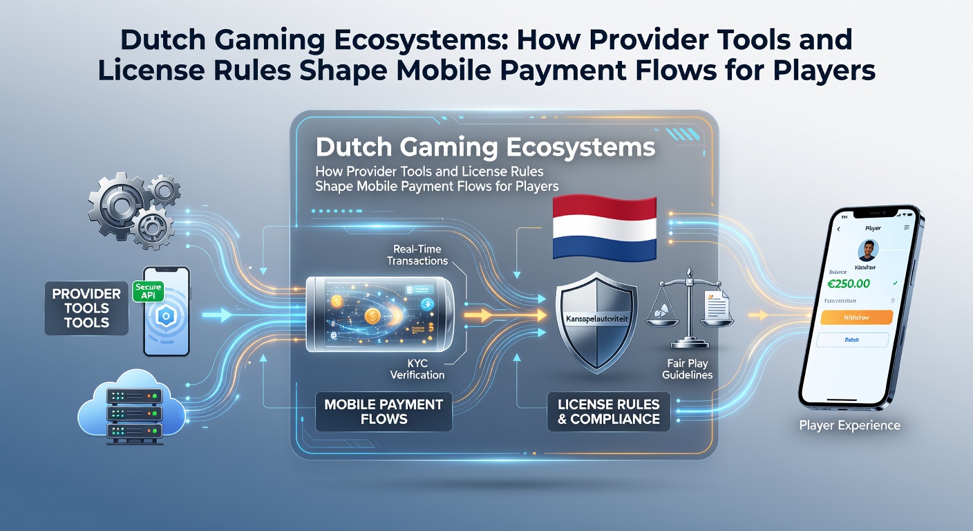 Illustration eines mobilen Zahlungssystems in niederländischen Online-Casinos mit integrierten Provider-Tools und Lizenz-Interfaces